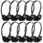 Classroom Headphones Bulk 10 Pack for School Students Teens Children Toddler and Adults (Black)