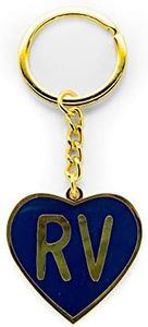 Camco Life is Better at The Campsite Navy Blue RV Heart Keychain-Gold Ring for Car Fobs and Keys (53288)