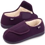 LongBay Women's Diabetic Wide Fit Memory Foam Slippers Comfy Cozy Arthritis Edema House Shoes,Purple,6UK