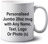 GOPERSONALISED Personalised Jumbo 20oz Mug Extra Large Tea Coffee Big Mug Custom Name Cup for Men Women Novelty Birthday Christmas Work Gifts Photo Mug