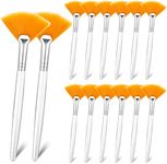 Patelai 14 Pieces Fan Brushes Facial Applicator Brush Soft Fan Brushes Acid Applicator Brush Cosmetic Makeup Applicator Tools for Mud Cream (Yellow)