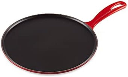 Le Creuset Enameled Cast Iron Crepe Pan with Rateau and Spatula, 10.75", Cerise