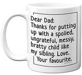 Stuff4 Dear Dad Mug - Thanks for Putting Up with My Sibling, Funny Gifts for Dad's, Fathers Day Coffee Mug, Birthdays, Christmas Day, Dad Birthday Present, Cup Stuff for Dad - Made in The UK