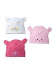 baby wish Baby caps for Newborn 0-3 Months Cotton - Soft Baby Beanies Cap Knitted Fancy, Kids Hat for Infants Boys and Girls for Winter Unisex Cap Set of 3 (Pink Gift Set)