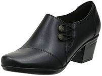 Clarks Women's Emslie Warren Slip-on Loafer,Black Leather,8 W US