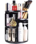 sanipoe 360 Spinning Makeup Organizer, Lazy Susan Rack Cosmetic Carousel Storage Shelf, Great for Countertop and Bathroom, Clear (Black)