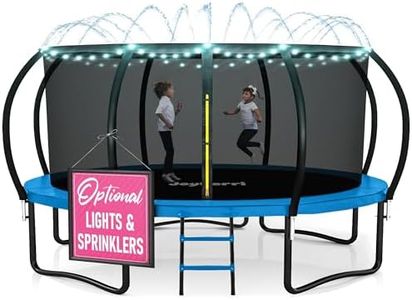 Trampoline for Kids and Adults - 8Ft 10Ft 12Ft 14FT 15ft 16ft Trampoline with Net - with Bonus Sprinkler and LED Lights/ASTM Certified/Extra Sturdy Recreational Outdoor Trampolines