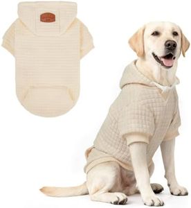 BEAUTYZOO Small Dog Hoodie Sweater with Pockets, Dog Clothes for Small Medium Dogs Boy Girl, Waffle-Like Laminated Cotton Pet Coats with Hat and Leash Hole, Cream L
