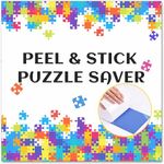 Puzzle Glue Sheets for 3 X 1000 Puzzles, 18 Puzzle Saver Sheets Peel & Stick, Puzzle Saver No Stress & No Mess, Clear Puzzle Sticker Sheets Preserve Your Puzzles with 6 Adhesive Hangers & 1 Scraper