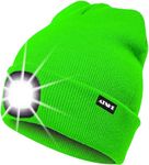 ATNKE LED Lighted Beanie Cap,USB Rechargeable Running Hat Ultra Bright 4 LED Waterproof Light Winter Warm Gifts for Men and Women/Fluorescent Green