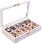 ProCase Wooden Watch Box for Men, 12 Slot Watch Display Case Mens Watch Box Organizer, Wood Watch Storage Watch Cases for Men Women Watch Holder Organizer -White