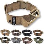 FDC Heavy Duty Dog Tactical Collar with Handle 1.5in Width Training Military Army TAG Hole Medium Large M, L, XL, XXL (XXL: Neck 20" - 24", Coyote Desert Tan)