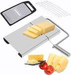 Cheese Wire Cutter Slicer for Block Cheese, Stainless Steel Cheese Cutter for Butter Soap, Cheese Slicer with 5 Replaceable Wires, Vegetable Cheese Slicer and Cheese Grater