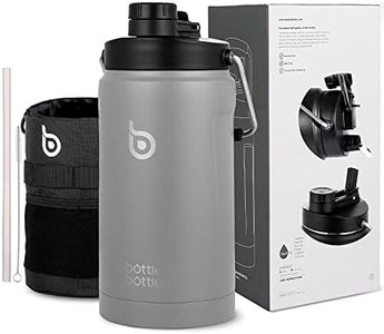 Bottle Bottle 2Litre Insulated Large Water Bottle with Straw and Dual-use Lid Half Gallon Double Wall Vacuum Water Jug Stainless Steel Big Water Bottle for Gym and Sports (Gray)