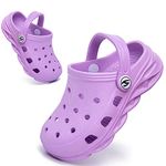 Knemksplanet Little Kids Clogs Classic Home Garden Clogs Toddler Slip on Water Shoes Indoor Outdoor Pool Beach Sandals Slippers for Boys Girls Purple