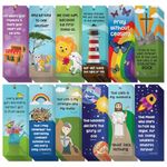 72 Pack Christian Bookmarks Bulk, Religious Scripture, 12 Bible Verse Quotes for Kids (6 x 2 in)