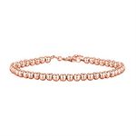 PAVOI 14K Gold Plated Beaded Cuban Cubic Zirconia Simulated Diamond Station Infinity Chain Bracelets for Women | Adjustable Chain Bracelet, 8.5", Rose Gold, no gemstone