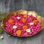 The Purple Tree Beautiful Handcrafted Lotus Urli Bowl for Diwali (Pack of 1, 30 cm) Decorative Bowl for Floating Flowers and Tea Light Candles Home, Tr