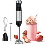 YIOU Immersion Blender, Ultra-Stick Hand Blender Variable Speed Hand Blender 500 Watt Heavy Duty Copper Motor Brushed 304 Stainless Steel for Soups Sauces and Smoothie, Set Black