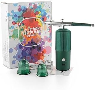 Kit aérographe avec compresseur, aérographe portable sans fil rechargeable (vert)，Multi-Fonctions Airbrush Set Pour Ongles, Peinture De Modèle, Gâteau