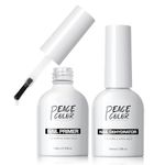 PEACECOLOR Nail Dehydrator and Primer Set,2PCS 10ML Professional Fast Air Dry Nail Prep Dehydrate & Nail Bond Primer Set, Acid Free Natural Kit for Gel Nails and Acrylic Powder Nail Supplies