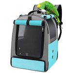 Bird Travel Backpack Cage, Portable Pet Bird Parrot Carrier Breathable Pet Birds Bag, Lightweight Bird Carrier and Small Animals Travel Cage, Multifunctional Pet Bag Backpack (Blue&Grey)