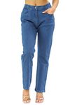 MYT Womens Side Elastic Waist Jeans Ladies Straight Leg Regular Fit Denim Pants Waist Size MSW 20