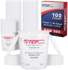 Custom Shop - Full Box Case of 100 Each 64 Ounce Graduated Paint Mixing Cups - Cups are Calibrated with Multiple Mixing Ratios - Also Includes 12 Lids - Cups Hold 80-Ounces Epoxy Resin