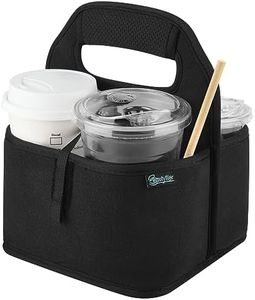 Beautyflier Reusable Insulated Coffee Cup Carrier, Portable Drink Holder with Handle Organizer Tote Bag for Hot & Cold Drinks