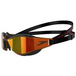 Speedo Unisex Fastskin Hyper Elite Swimming Goggles | Competitive Goggles | Performance Goggles | Training Goggles | Hydrodynamic, Black/Oxid Grey/Fire Gold, One Size