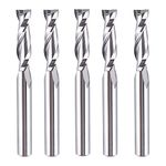 SpeTool 5Pcs Spiral Router Bits UpCut 1/4 inch Cutting Diameter 1/4 inch Shank HRC55 Solid Carbide CNC End Mill for Woodwork Mortise Slot Carving Engraver