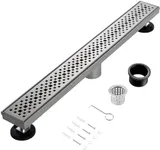 muschbath 28 Inch Linear Shower Drain, Brushed Nickel Shower Drain, Removable Grate, 304 Stainless Steel, Easy to Install and Clean for Bathrooms (Drain Base Not Included),LSD-45A-28S