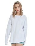 TopTie Women's Crewneck Pom Pom Pullover Jersey Youth Long Sleeve Baseball Tee Shirt Blank-White-M