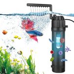 AUPERTO 5W Fish Tank Filter, 500L/H Internal Aquarium filter with UV Steriliser Ultra Quiet, Flow Rate and Direction Adjustable Submersible Filter for Turtle, Pond Fish, Garden