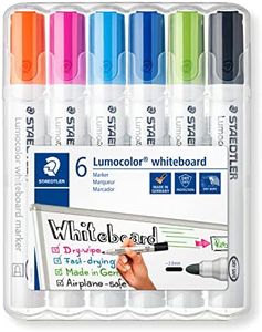 STAEDTLER Lumocolor Whiteboard 351 Bullet Tip Marker, Assorted Brights (Pack of 6) Multicolor