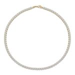 Classic Traditional Bridal Cubic Zirconia Clear CZ Round Prong Set Statement Tennis Necklace Collar For Women Wedding Prom 14K Gold Plated 16 Inch