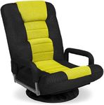 Best Choice Products Swivel Gaming Chair 360 Degree Multipurpose Floor Chair Rocker for TV, Reading, Playing Video Games w/Lumbar Support, Armrest Handles, Adjustable Backrest - Black/Yellow