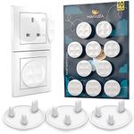 Plug Socket Covers UK, Pack of 10 Premium Baby Safety Socket Protector -Tight Grip 3 Pin White Baby Plug Covers, Perfect for Child Safety at Home & School