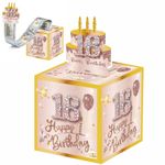 Happy 18th Birthday Money Box for Cash Gift,Rose Gold Pull Surprise Money Gift Box for 18th Birthday Presents,Money Cake Pull out Cash,18th Money Box,Happy Birthday Money Gift Box for Boys Girls