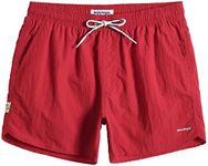 MaaMgic Men Swimming Shorts Classic Mesh Lined Surf Trunks Quick-Drying Beach Shorts Adjustable Drawstring Swimwear,New-red,XS