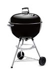 Weber Bar-B-Kettle Charcoal Barbecue, 57cm | BBQ Grill with Lid Cover, Tripod Stand & Wheels | Freestanding Outdoor Oven & Cooker with Porcelain-Enamelled Bowl - Black (1331004)