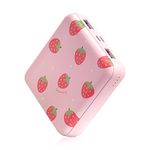 Yoobao Portable Charger 10000mAh, Cute Power Bank for Girls Kids Travel, 5V/2.1A Fast Charging, 2 Output & 2 Input, Mini Phone Battery Pack for iPhone 14 13 iPad Samsung Google LG (Strawberry)