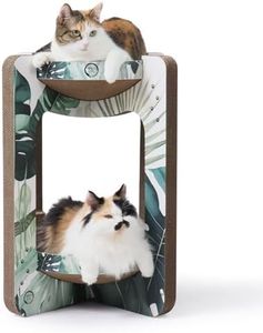 Necoichi Cat Scratcher Tower for Indoor Cats - Cat Scratching Post Lounger with Reversible Usability and Extra Comfort for Lounge, Cardboard Bed Couch / (Regular, Oak)