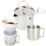 Mastiff Gears ® 304 (18/8) Stainless Steel (FDA Compliant) Camping Cup/Kettle/Dripper Set (Coffee Dripper Set)