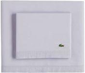 Lacoste 100% Cotton Percale Sheet Set, Solid, Light Grey, King