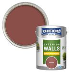 Johnstone's, Exterior Smooth Masonry Paint, Brick Red, Up to 15 Years Protection, Weather & Dirt Resistant, 60m² Coverage Per Tin, Dry in 1-2 Hours, 5L