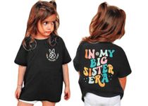 Big Sister Shirt Toddler in My Big Sister Era Tees Shirt Concert Letter Print T Shirt Retro Girls Short Sleeve Tops, Dark Drey, 2-3T