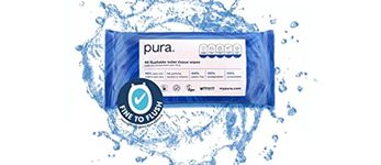 Pura Flushable Moist Toilet Tissue Wipes, 1 Pack of 40 Wet Wipes, 100% Plastic Free, 99% Water Clean Washlets, Certified ‘Fine to Flush’ Biodegradable, Compostable, Vegan, Gentle Clean