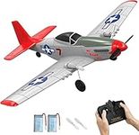 VOLANTEXRC RC Aircraft Ready to Fly for Beginners 2.4Ghz 2CH RC Plane P51 Mustang Toy Gift for Adults with Gyro Stabilization System&2 Batteries (762-3)