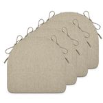 HAVARGO Chair Cushions for Dining Chairs 2 Inches Thick Kitchen Chair Pads with Ties Comfort Textured Set of 4 Seat Cushions Non Slip Backing U-Shaped 17" x 16.5" (natural linen, 4 PCS)